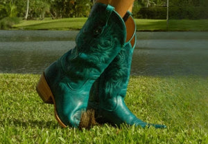 Black Star Western Boots Womens Paradise Snip Toe Laguna Blue