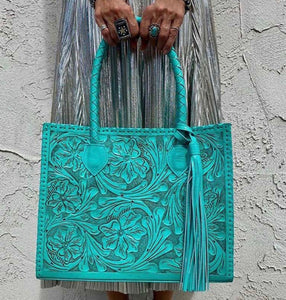 Turquoise tote bag