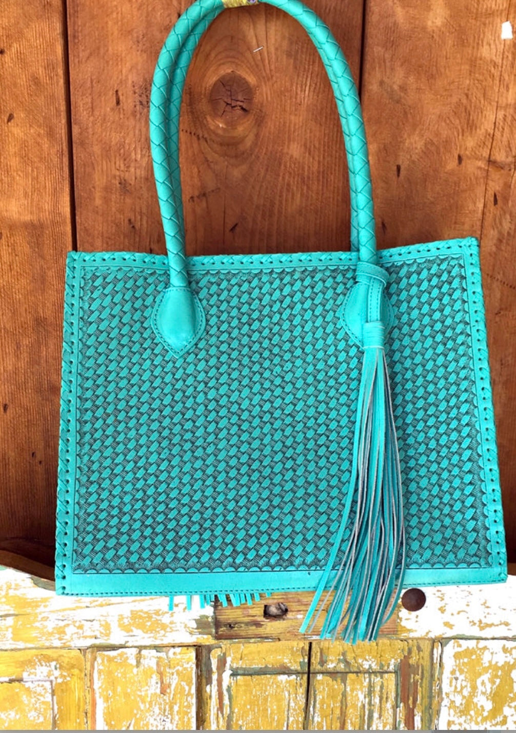 Turquoise tote bag