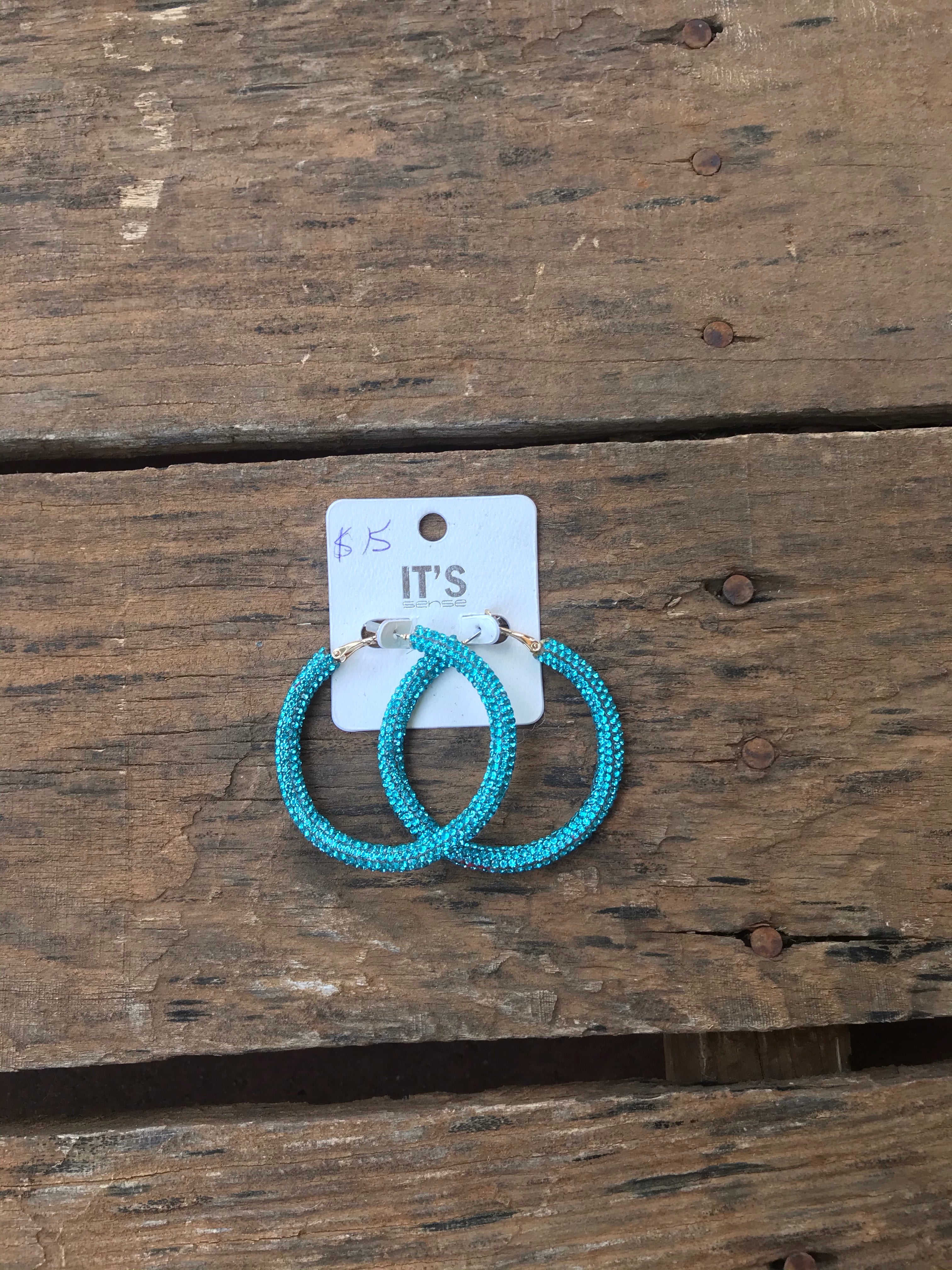 Turquoise sparks hoops