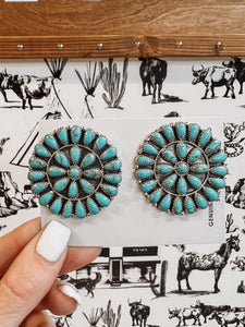 Round Turquoise Cluster Earrings