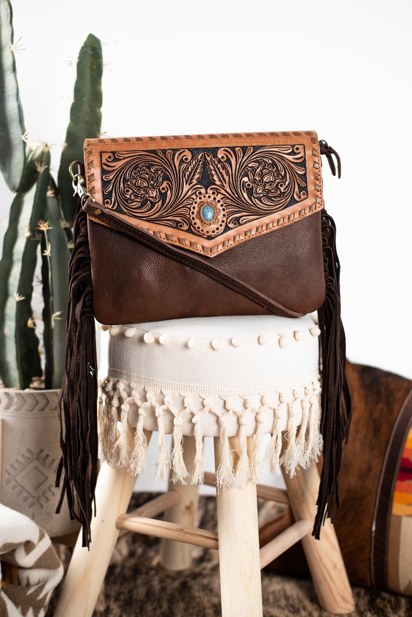The Luckenbach Leather Fringe Purse
